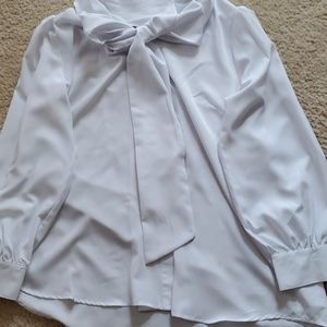 White blouse with bow tie